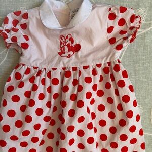 Disney baby Minnie Mouse dress with a white collar and red polka dots 12-18 m